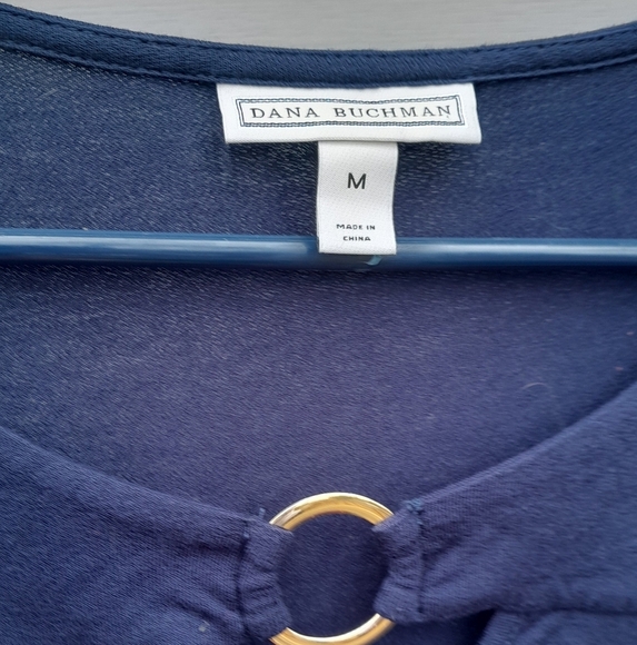 Dana Buchman Blue Blouse Medium 3/4 Sleeve - Picture 2 of 4